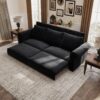 King Pull Out Sofa Bed, Chesterfield Sofa, 3 In 1 Velvet Convertible Sleeper Sofa With Nailhead Trim & Rolled Arm Multifunctional Sofa Bed For Living Room - Black - Image 5
