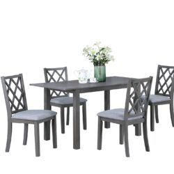 Carlisle - 5 Piece Extendable Wood Dining Set With Upholstered Seat Cushion (Set of 5) - Gray