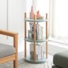 Storage Shelf, 360° Rotating Bookshelf, 3 Tier Bookcase With Large-Capacity Storage Space, Multifunctional Storage Rack, Compact Design For Living Room - Natural - Image 9