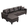 Modern Sectional Sofa Set With L Shape Chaise Lounge And Cup Holder - Chocolate Brown - Image 5