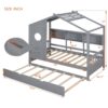 Twin Size House Bed With Trundle, Modern Design For Kids With Storage Shlef - Gray - Image 16