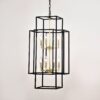 8 Light Metal Lantern Tiered Pendant Hanging Light Fixtures, Industrial Farmhouse Adjustable Height Chandeliers For Dining Room Hallway Foyer Entryway (E12 Bulbs Not Included) - Matte Black / Gold - Image 11