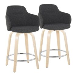 Boyne - Contemporary Fixed Height Counter Stool With Swivel With Round Footrest (Set of 2) - Natural / Dark Gray