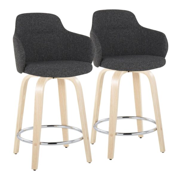 Boyne - Contemporary Fixed Height Counter Stool With Swivel With Round Footrest (Set of 2) - Natural / Dark Gray