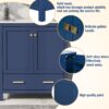Bathroom Vanity With Single Sink, Combo Cabinet Undermount Sink, Bathroom Storage Cabinet With 2 Doors And A Drawer, Soft Closing, Multifunctional Storage, Solid Wood Frame - Blue - Image 5