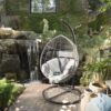 Charming Hanging Basket Chair With Cozy Wicker Weave And Sturdy Metal Frame - Gray - Image 7