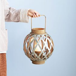 Decorative Lantern With Handle, Wooden Lantern For Indoor Outdoor, Home Garden, Wedding - Silver