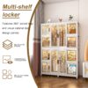 Portable Wardrobe Closet Storage Organizer For Clothes With Magnetic Doors, 12 Cubes & 2 Hanging Rods - White - Image 17