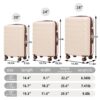 Set 3 Pieces 20" / 24" / 28" Abs Spinner Wheel Luggage, Matching Color, With Combination Lock - Beige - Image 3