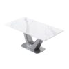 70.84" Modern Artificial Stone Panel V-Shaped Metal Legs, Can Accommodate 6-8 People - White / Gray - Image 3