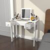 Vanity Table With LED Lights, Flip-Top Mirror And 2 Drawers, Jewelry Storage - Chic White - Image 18
