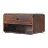 Large Curve Floating Bedside Table - Brown - Image 2