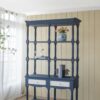 4 Tiered Wooden Shelf With Two Drawers, Farmhouse Wood Bookcase Display Storage Shelf Etageres - Antique Navy Blue - Image 4