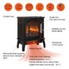 18" 3D Flame Electric Infrared Quartz Fireplace Stove With Remote Control - Antique Black - Image 4