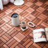 Acacia Wood Interlocking Deck Tiles Checker Pattern, 30 Piece Square Acacia Hardwood Outdoor Flooring For Patio, Bancony, Pool Side - Brown - Image 41