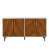 Mid-Century Modern Faux Bookmatch Door Buffet - White / Teak - Image 2