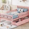 Twin Size Platform Bed With Guardrails On Both Sides And 2 Storage Drawers - Pink - Image 12