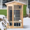 2 Person Far Infrared Old Fir Outdoor Sauna Room - Natural - Image 8