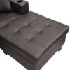 Modern Sectional Sofa Set With L Shape Chaise Lounge And Cup Holder - Chocolate Brown - Image 9