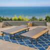Waterloo - Chaise Lounge With Attached Wood Side Table (Set of 2) Adjustable Eucalyptus Wood And - Gray / Black - Image 2