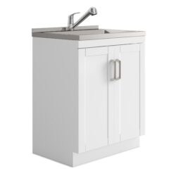 Kyle - Laundry Cabinet &Faucet And Stainless Steel Sink - White