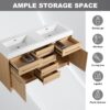 Original 60" Freestanding Bathroom Vanity With Double Resin Sink Soft Closing Doors & Drawers Plywood - Oak - Image 5