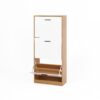 Freestanding Shoe Storage Cabinet With 3 Flip Drawers - White / Natural - Image 17