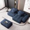 Modern Oversized Modular Sectional Sofa With Ottoman, Seat, Chaise Lounge And Armrest, Sparkling Chenille Fabric Soft Cushion Sofa With 4 Pillows, 4 Pieces Diy Combination Tufted Sofa, No Assembly Required - Blue - Image 9