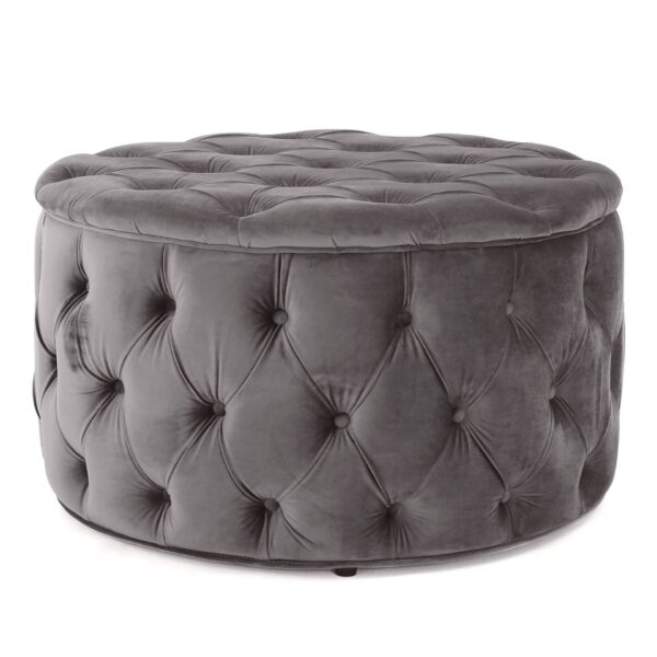 Modern Velvet Ottoman Footstool With Plush Cushioning - Gray