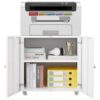 Metal Printer Stand With Storage Mobile Printer Tables For Small Spaces With Door Adjustable Shelf File Cabinet On Wheels For Home Office - White - Image 36