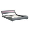 Queen Size Upholstered Platform Bed Frame With LED Lighting, Curve Design, Wood Slat Support, No Box Spring Needed - Gray - Image 8