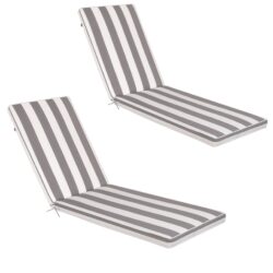 2 Piece Outdoor Chaise Lounge Cushion Set, Replacement Cushions For Patio Furniture - Gray / White