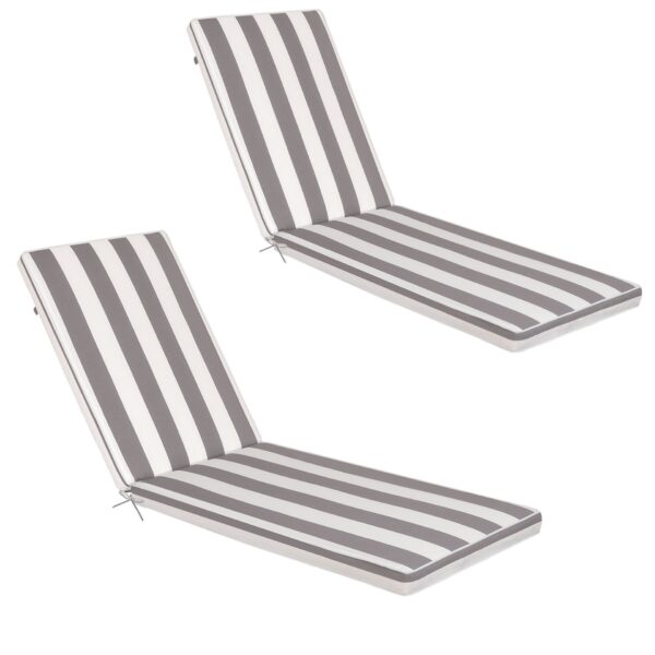 2 Piece Outdoor Chaise Lounge Cushion Set, Replacement Cushions For Patio Furniture - Gray / White