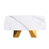 Modern Artificial Stone Curved Metal Leg Dining Table, Can Accommodate 6-8 People - White / Gold - Image 5
