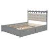 Queen Size Storage Platform Bed, With 2 Big Drawers, Twin Long Size Trundle, One Set Of Sockets & USB Ports - Gray - Image 9