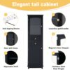 Tall Bathroom Storage Cabinet With Glass Doors, Free-Standing, Two Drawers, And Adjustable Shelves, MDF Board, Painted Perfect For Displaying Your Favorite Items - Black - Image 4