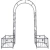 Metal Garden Arch With Two Plant Stands Wide High Climbing Plants Support Rose Arch Outdoor - Black - Image 13