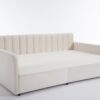 Flora - Twin Upholstered Daybed With 2 Drawers Ribbed Tufted Backrest in Lavish Modern Design - Ivory - Image 2