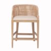 Handcrafted Rattan Counter Stool With Linen Upholstery - Natural Whitewash - Image 5