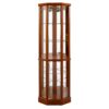 6 Shelf Lighted Corner Curio Cabinet With Adjustable Tempered Glass Shelves And Mirror Back (E26 Light Bulb Not Included) - Oak - Image 8