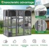 Outdoor Wooden Cat House Catio Enclosure With Super Large Enter Door Cat Kennel With Bouncy Bridge, Platforms And Small Houses Walk In Kitten Cage With Sunshine Board - Dark Gray - Image 2