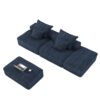 Modern Oversized Modular Sectional Sofa With 2 Ottoman And 2 Seat, Sparkling Chenille Fabric Soft Cushion Sofa With 4 Pillows, 4 Pieces Diy Combination Tufted Sofa, No Assembly Required - Blue - Image 25