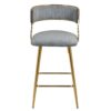 Counter Height Bar Stools, Corduroy Kitchen Island Counter Bar Stools With Back, Golden Chromed Base And Footrest (Set of 2) - Gray - Image 2