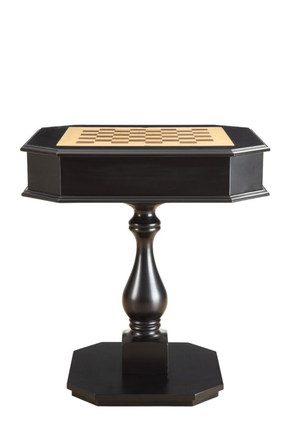 Bishop - Reversible Chess Checker Game Table With Game Tray (Chess Fingures Not Included) - Black