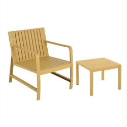 2 Piece Indoor / Outdoor Furniture Set (One Chair And 1 Coffee Table), UV Resistant, Waterproof And Durable - Brick Yellow