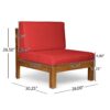 Oana - Contemporary 3 Piece Sofa Set Acacia Wood With Water Resistant Fabric Cushions - Red - Image 8