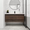 Floating 48" Bathroom Vanity With Resin Sink And Soft Close Doors California Plywood - California Walnut - Image 2