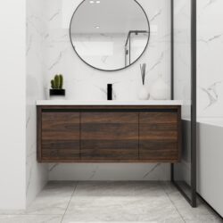 Floating 48" Bathroom Vanity With Resin Sink And Soft Close Doors California Plywood - California Walnut