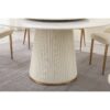 Modern Sintered Stone Dining Table With Round Turntable, Wood And Metal Pedestal, 8 Chairs - White - Image 5