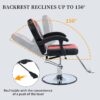 Classic Reclining Barber Chair Salon Chair For Hair Stylist With Heavy Duty Hydraulic Pump, 360° Rotation, Tattoo Chair Shampoo Beauty Salon Equipment, Max Load Weight 330 Lbs - Red / Black - Image 4